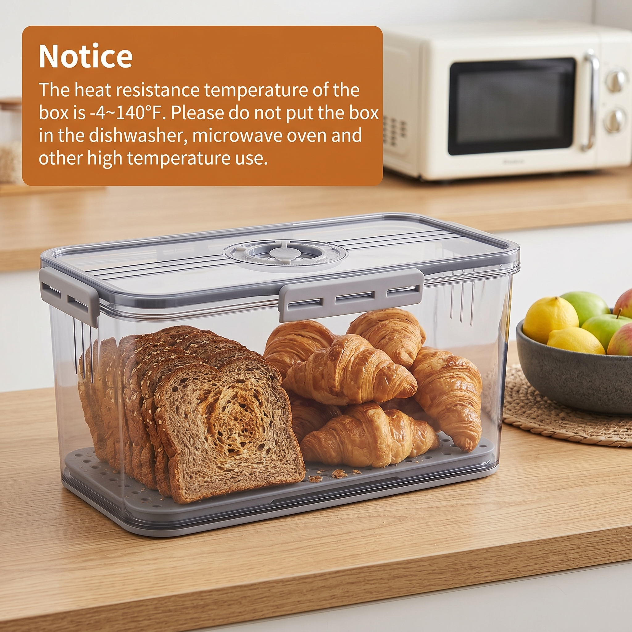 AMBLER Bread Box with Time Recording Dial, Grey photo 2