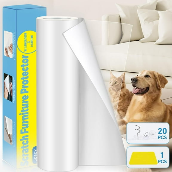 Cat Scratch Furniture Protector: Cat Anti Scratch Tape - Door Protector from Dog Scratching - Clear Training Self Adhesive Tape for Carpet, Sofa, Couch, Door (Transparent, 7.87" x 6.56FT)