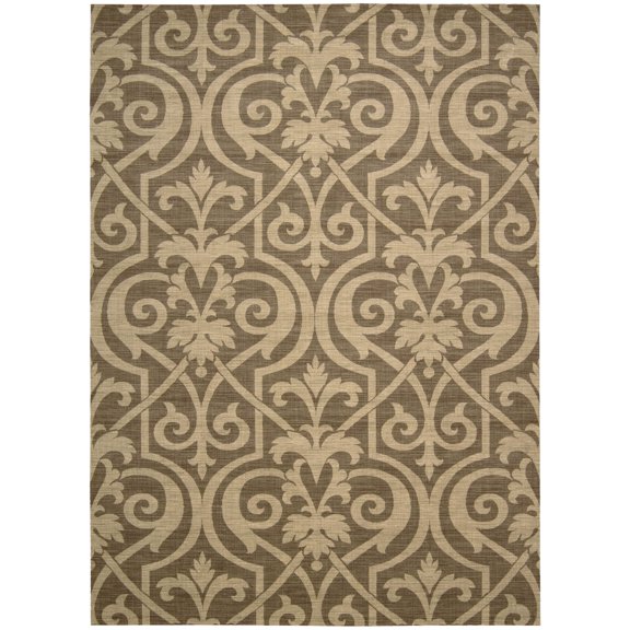Nourison  Riviera RI04 Area Rug Mocha 7'9" x 9'9" Contains Latex Synthetic, Viscose, Wool 8' x 10' Accent, Indoor Living Room, Bedroom, Dining Room