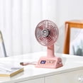 thumbnail image 6 of Retro Vertical Desk Fan USB Rechargeable – Aesthetic Mini Desktop Fan with LED Display, Quiet Multi-Speed Cooling Fan for Dorm, Bedroom, Office & Home Decor Use, Pink, 6 of 7