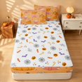 thumbnail image 4 of Homewish Halloween Spooky Animal Zipper Twin Comforter Sets with Fitted Sheet and 2 Pillowcases, Bow Pumpkin Star Zipper Bedding Set, Orange, Pumpkin Bat Reversible, 4 of 7