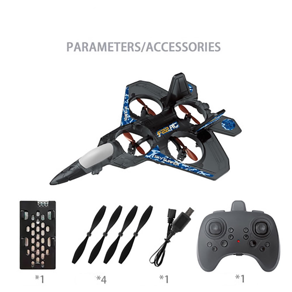 F-22 Fighter Jet Stunt RC Toy – 4-Channel Remote Control Aircraft with LED Lights, Auto Flip, One-Key Takeoff/Landing – Crash-Resistant EPP Foam – Perfect for Beginners & Teens 14+