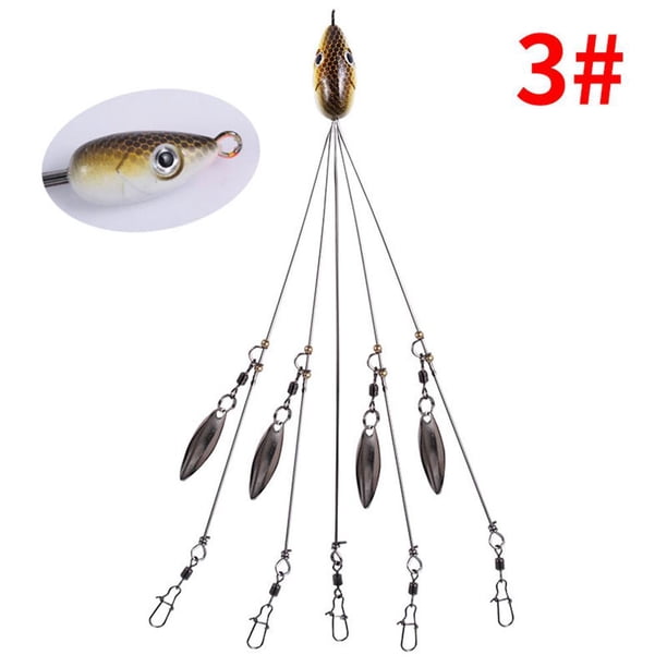Señuelo de pesca con paraguas de 5 brazos Juego de cabeza de aparejo de Alabama con hilandero giratorio (3)