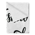 thumbnail image 2 of Engagement Party Soft Flannel Fleece Blanket, Hand Written Oriental Design Wedding Engagement Words Artwork Print, Cozy Plush for Indoor and Outdoor Use, 60" x 80", Black and White, by Ambesonne, 2 of 5
