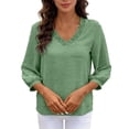 thumbnail image 7 of XuJwPNcy Womens Shirts 3/4 Length Sleeves V-Neck Loose Fit Solid Color Comfy Tee Blouse Shirt Fashion Casual Pullover Tops, 7 of 7