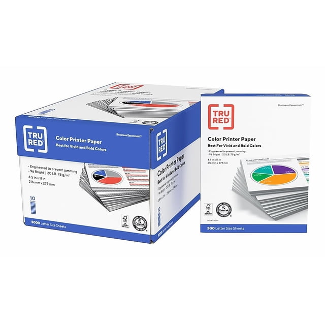 Papel multiusos STAPLES TRU RED 513096 8,5 x 11 20 libras 5000 hojas