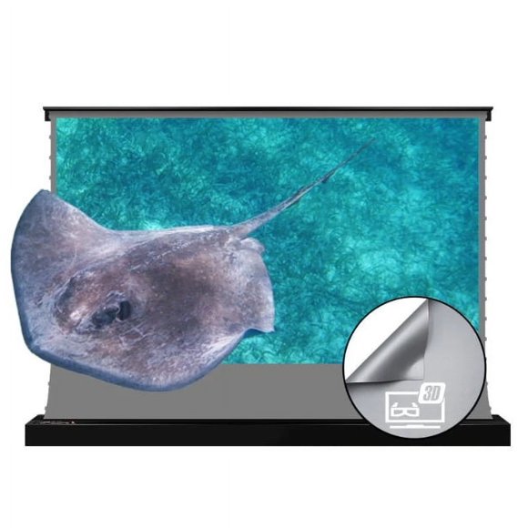 S Electric Tension Floor Screen With 3D(High Gain) Obsidian Long Throw Ambient Light Rejecting 【Recommended For Normal/Standard/Long Throw Projector Use】