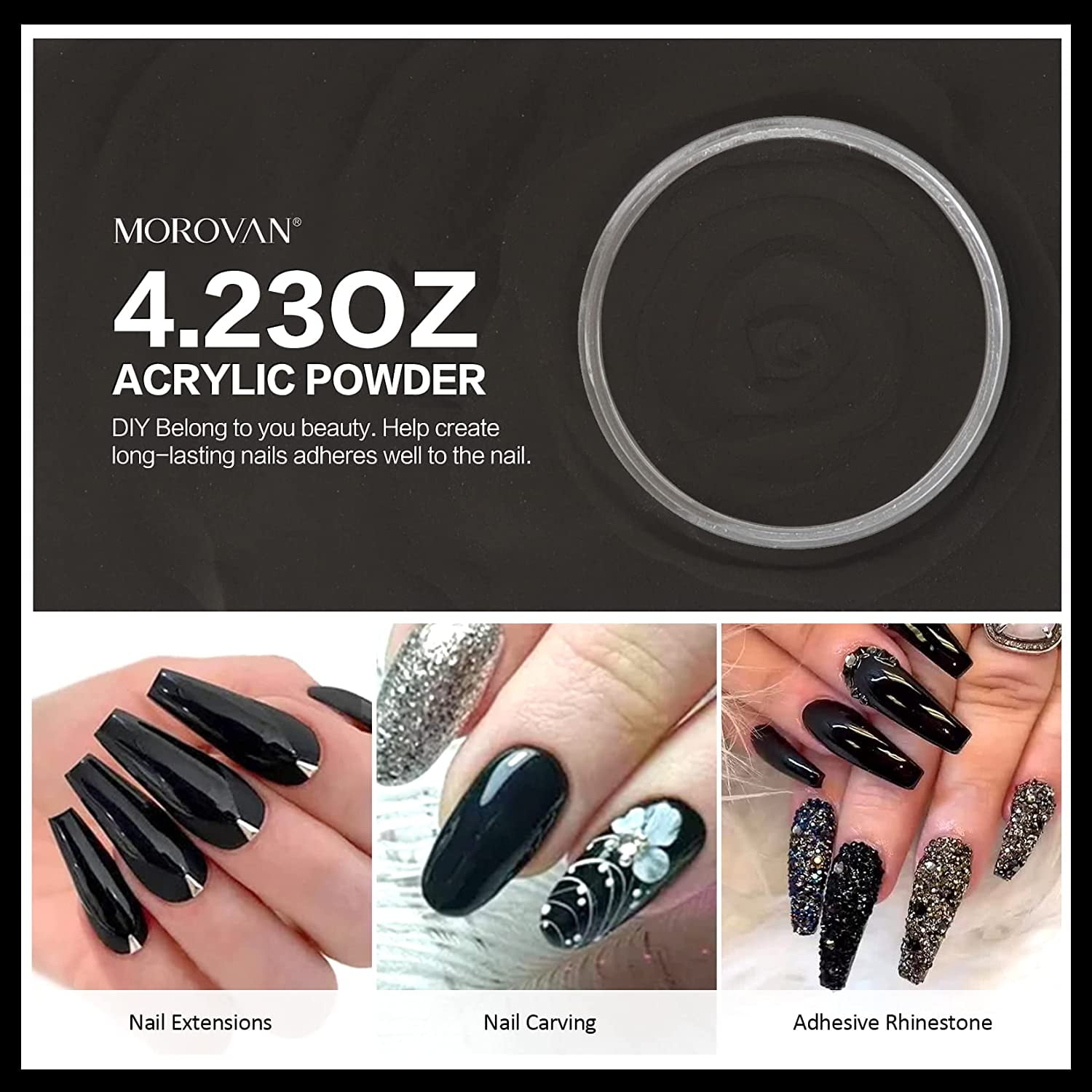  Acrylic Nail Powder - ORGANICOLORS (Black) by Organic