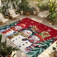 thumbnail image 2 of Outdoor Rug 6x9 ft Red Christmas Snowmen Waterproof Outdoor Patio Rug Mat Non Slip Outside Area Rugs Carpet for RV,Camping,Porch,Deck,Pool,Balconybackyard,Winter White Snowflakes, 2 of 9