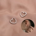 thumbnail image 3 of harmtty Earrings Heart Shape Decorating Full Luster Silver Color Simple Small Stud Earrings for Party, 3 of 8