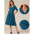 thumbnail image 2 of DARING DIVA V Neck Half Sleeve Swing Vintage Dress XS Lake Blue, 2 of 6