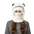 thumbnail image 5 of Uandlove Fleece Lined Bear Ear Beanie - 2-in-1 Winter Face & Neck Covering, Warm Windproof Knit Hat for Adults, Soft Non-Scratchy Cold Weather Accessory (Neutral White), 5 of 8