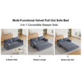 thumbnail image 5 of 63.8" Queen Pull Out Sofa Bed, Pull Out Bed, 3 in 1 Convertible Sleeper Sofa, Velvet Loveseat Couch with 2 Soft Pillows for Living Room, Apartment, Small Space (Grey), 5 of 9