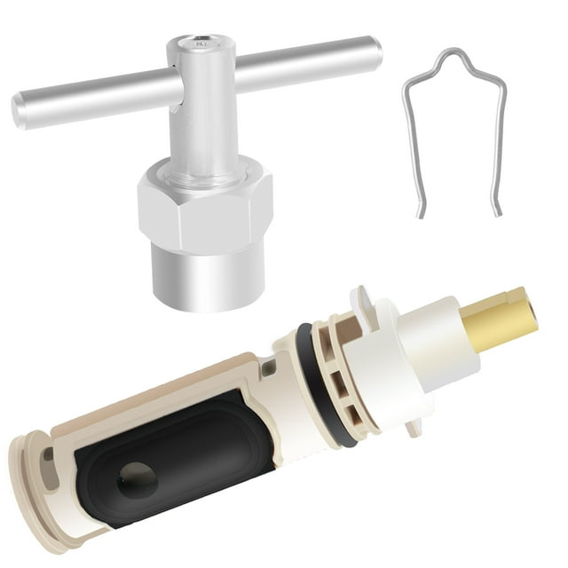 Grusce 1222 Cartouche de Remplacement avec Outil de Retrait et Clip de Retenue, Cartouche de Robinet de Douche Étanche, Pièces de Réparation de Valve de Douche en Laiton pour Robinet de Douche