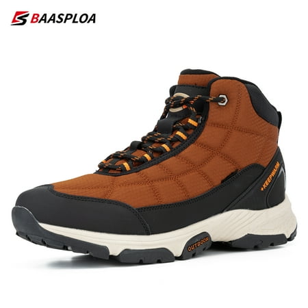 

Baasploa Men s Cotton Shoes Waterproof Outdoor Travel Hiking Shoes Warm Winter Sneakers 2022 New Casual Leather Walking Shoes