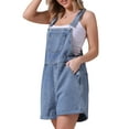 thumbnail image 4 of INSPIRE CHIC Women's Denim Overall Casual Outfits Adjustable Strap Romper Jean Shorts L Mid Blue, 4 of 6