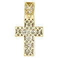 thumbnail image 3 of 10K Yellow Gold Diamond Mini Domed Outline Cross Pendant 1.45" Mens Charm 1/4 Ct, 3 of 5