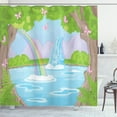 thumbnail image 1 of Ambesonne Feminine Shower Curtain, Rainbow Butterflies, 69"Wx70"L, Green and Blue, 1 of 3
