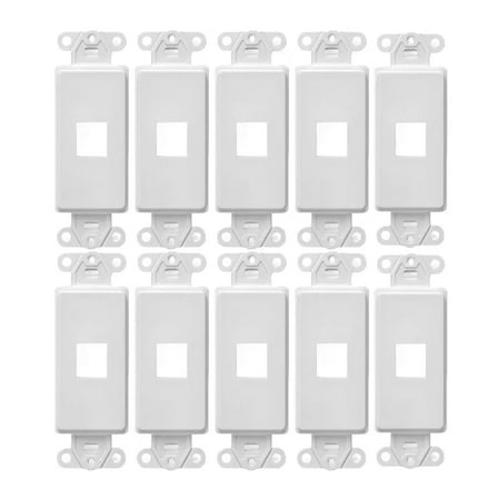 White 1-Port Keystone Jack Wall Plate Insert HDMI  RJ45 Cat 6, Ethernet, RG6 Coax, Banana Plug (10 Pack)