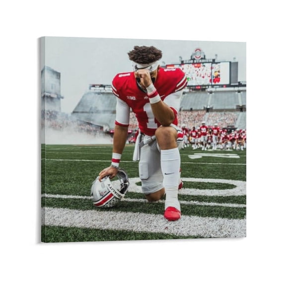 Justin Fields American Football Player Poster Canvas Wall Art Poster Decorative Bedroom Modern Home Print Picture Artworks Posters 24x24inch(60x60cm)