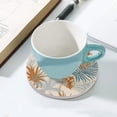 thumbnail image 5 of GZHJMY Round Drink Coasters, 1 Pcs Beautiful Abstract Tropics Leaves Absorbent Ceramic Coffee Coasters for Drinks with Cork Base Housewarming Gift for Home Decor, 5 of 6