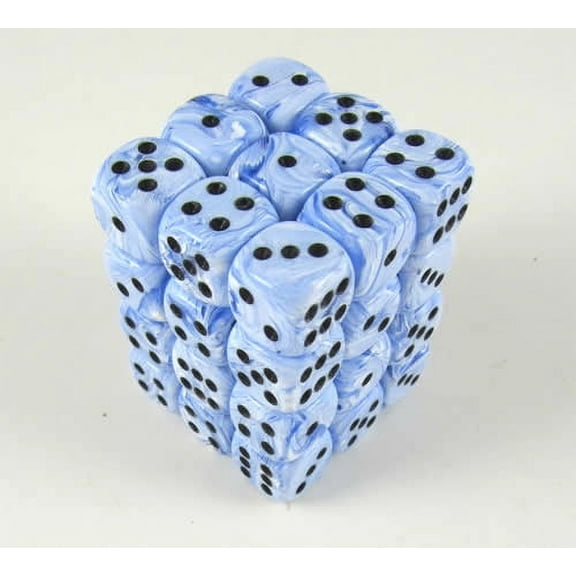 Blue Swirl Deluxe Dice with Black Pips D6 12mm (1/2in) Pack of 36 Koplow Games