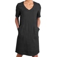 thumbnail image 2 of tasrioml Women's Cotton Linen Shirt Dress Summer Short Sleeve V Neck Midi Dress Casual Shift Dress with Pockets, 2 of 8