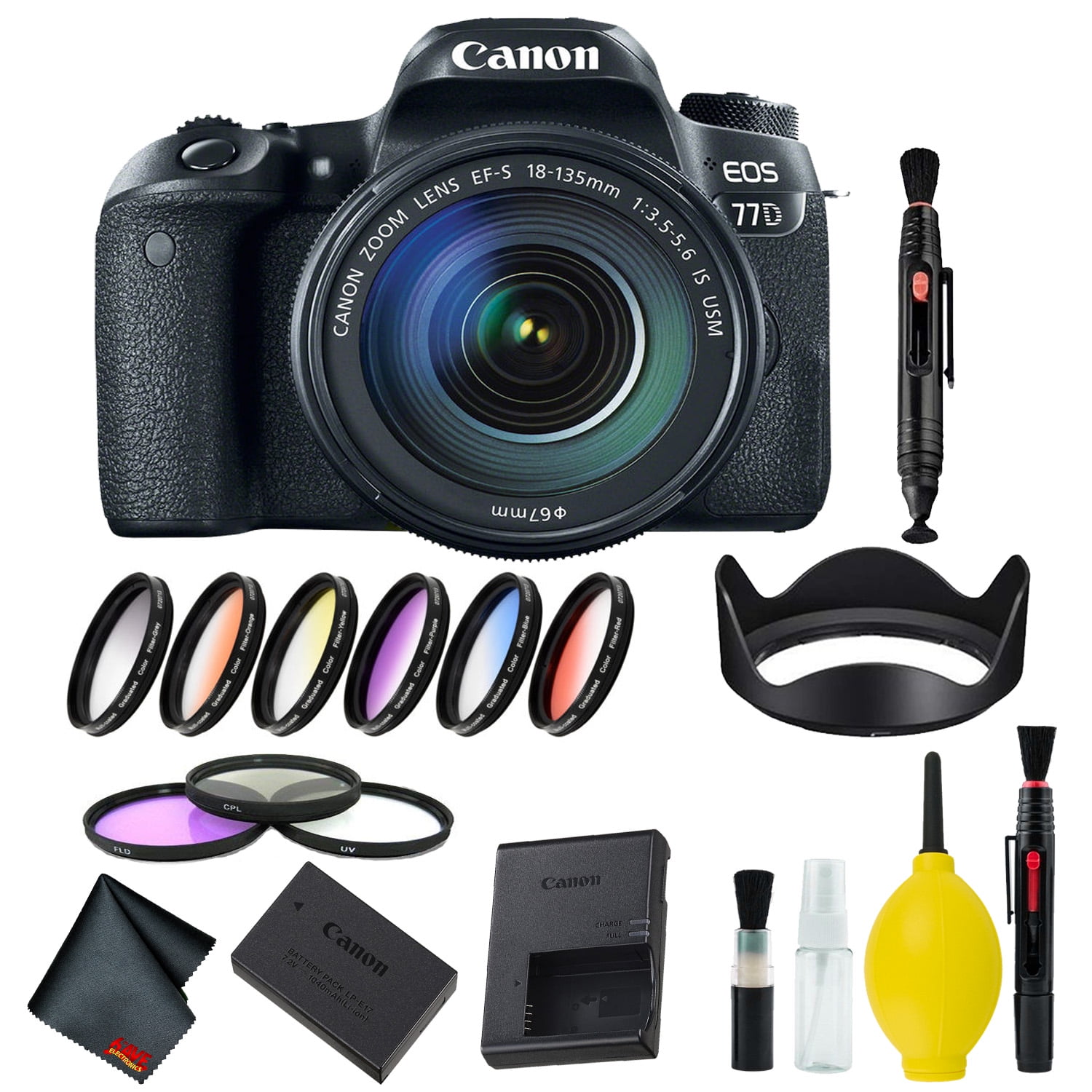 Canon EOS 77D DSLR Camera with 18135mm USM Lens Complete Filter Kit