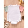 thumbnail image 3 of Caoirhny Baby Girl Father’s Day Romper, Short Sleeve Contrast Color Letter Print Newborn Bodysuit, 3 of 9