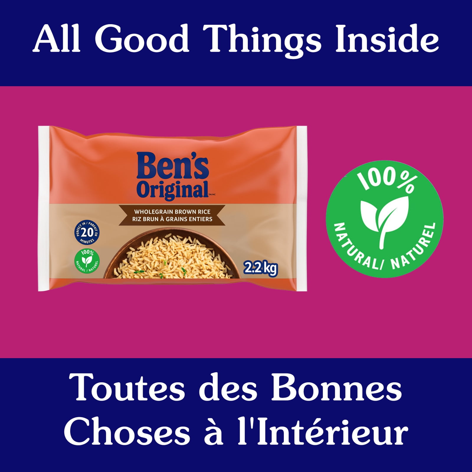 BEN'S ORIGINAL Whole Grain Brown Rice, 2.2kg Bag