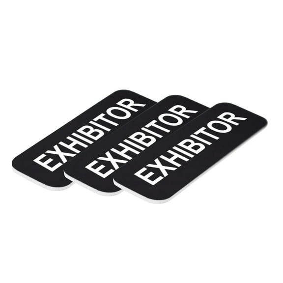 Exhibitor 1 x 3" Name Tag, Black (3 Pack)