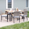 thumbnail image 5 of Sunnydaze Carlow 7-Piece Resin Wicker Patio Dining Set with Cushions, Black/Gray, 5 of 8