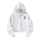 thumbnail image 5 of Sudadera con capucha corta para mujer Ropa con hombros caídos Ropa deportiva de manga larga Sudadera con capucha holgada con cordón L, 5 of 8