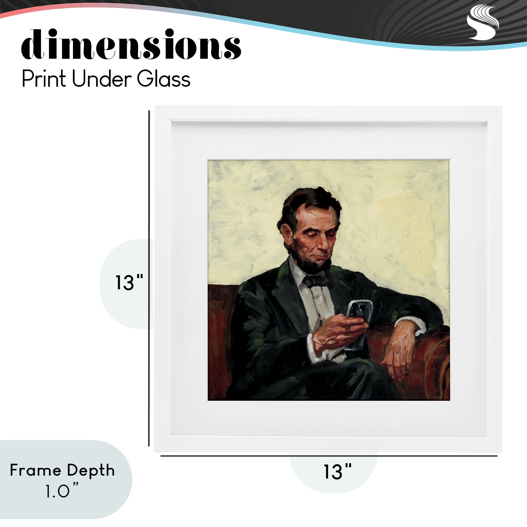 Stupell Industries Abe with Cellphone White Framed Print Under Glass, design by Studio Bautista