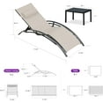 thumbnail image 4 of PURPLE LEAF 3 PCS Patio Oversized Chaise Lounge Chair Set with Side Table Pool Adjustable Recliner Chairs for Outside Beach Outdoor Sunbathing Tanning Poolside Loungers, Beige, 4 of 11
