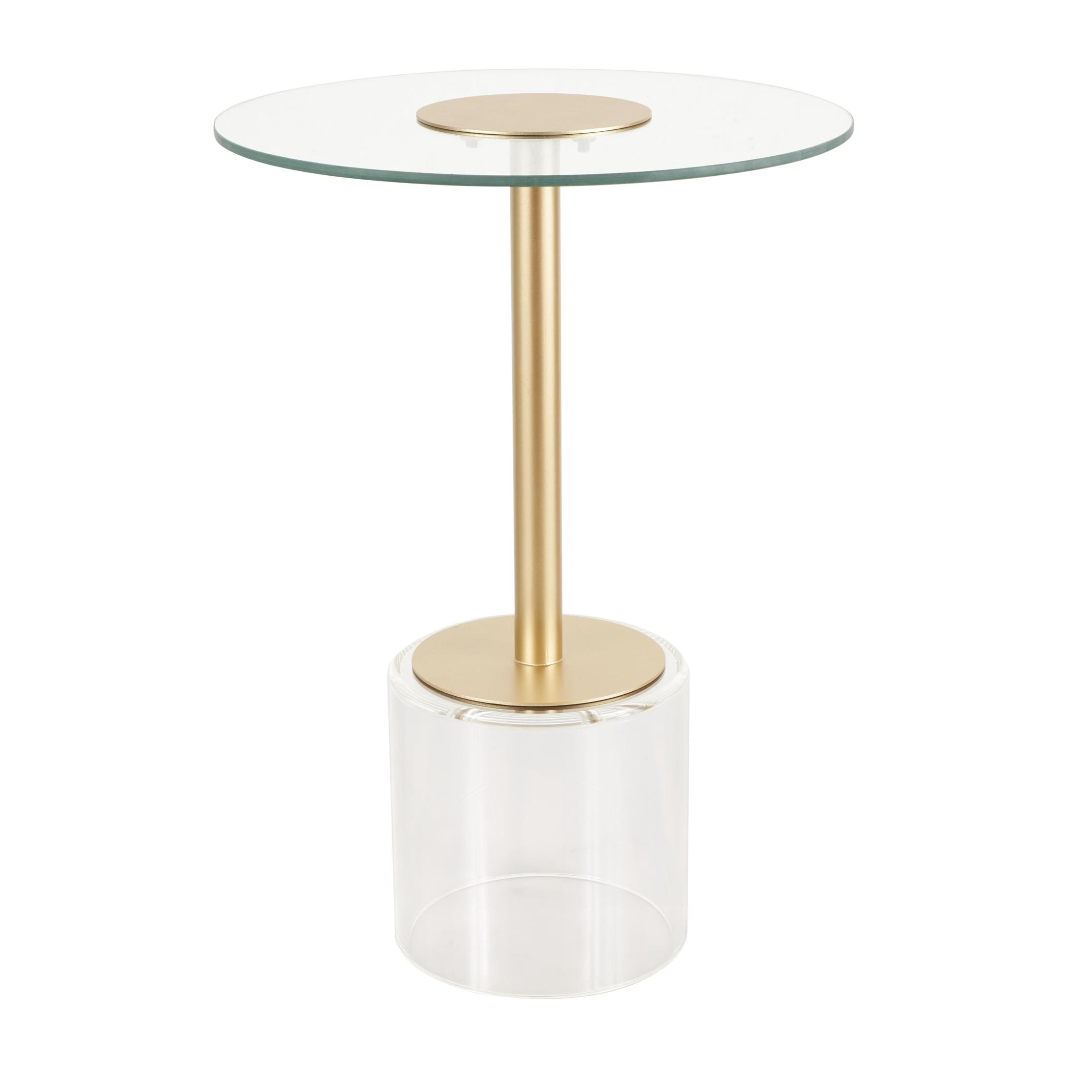 DecMode 16" x 22" Clear Acrylic Plastic Accent Table with Elevated Base and Gold Stand, 1-Piece