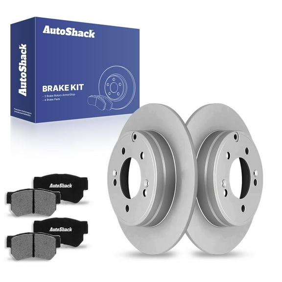 AutoShack 11.18" (284 mm) Rear Solid Brake Rotors Coated   Ceramic Brake Pads | Replacement for 2015 Hyundai Sonata | 6-PC Brake Kit | ArmorStop