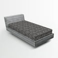 thumbnail image 2 of Ambesonne Floral Fitted Sheet, Monochrome Pattern Botanical, Twin XL Size, Pale Grey Charcoal Grey, 2 of 5