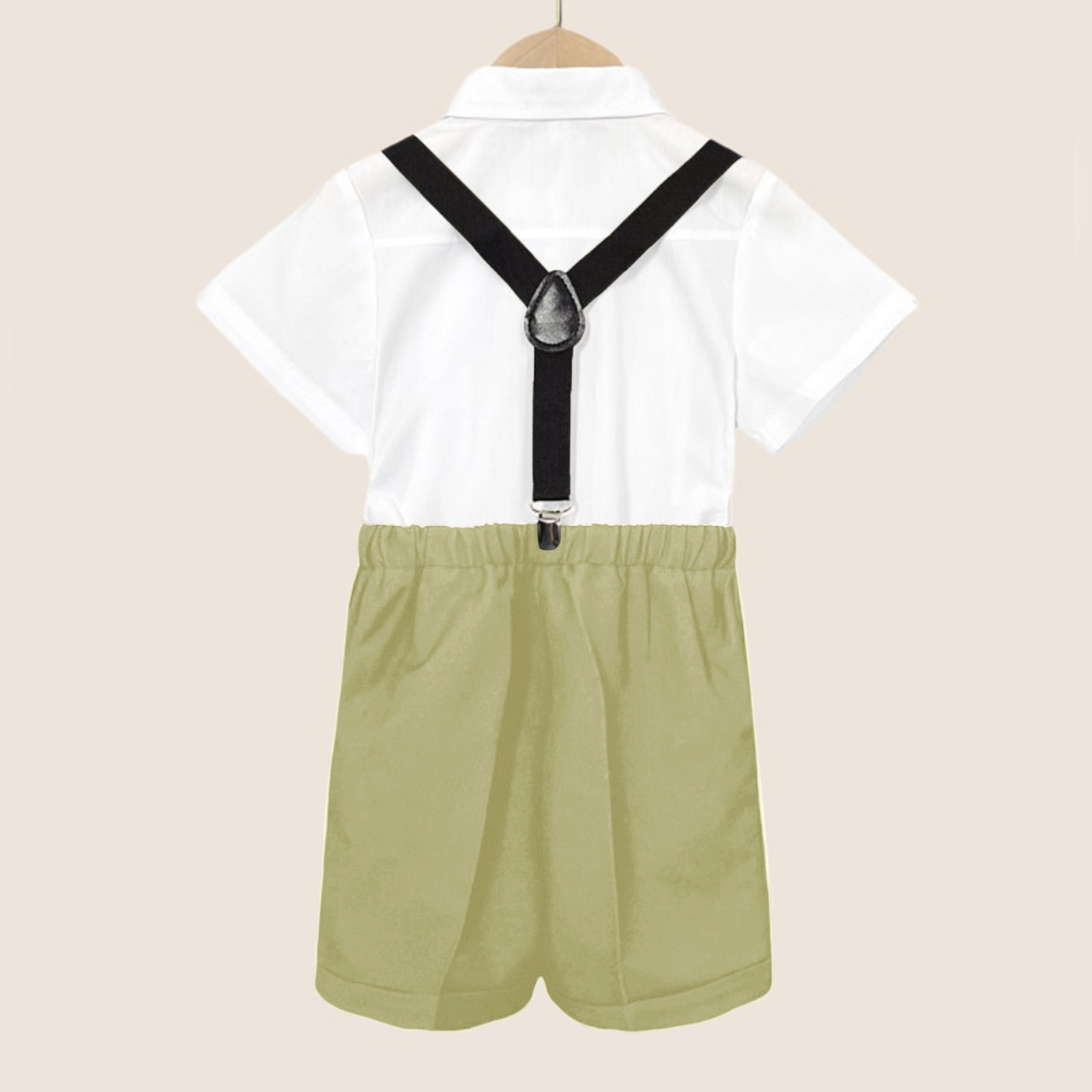 TJAZFJPA Newborn Outfit Boy Photoshoot Cowboy Kids Boys Summer British Style Short Sleeved Shirt Suspenders Shorts Bow Tie 4Pc Children Performance Suit Baby Boy Outfit Summer