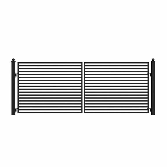 ALEKO Milan Style Dual Swing Galvanized Steel Driveway Gate 14 feet Black