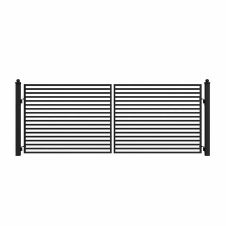 ALEKO Milan Style Dual Swing Galvanized Steel Driveway Gate 14 feet Black