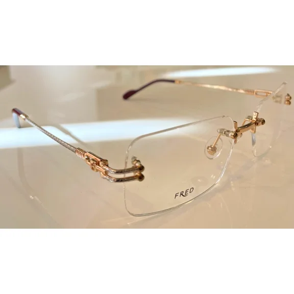 FRED Lunettes Orcade Gold Silver Optical Frame Rimless Rope Eyeglasses New 55mm