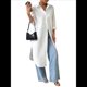 thumbnail image 1 of Camisas Casuales de Media con Botones para Mujer, Blusas Largas con Solapa , Tops XL, 1 of 9
