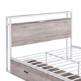 thumbnail image 5 of Queen Size Platform Bed with Headboard, Metal Bed Frame with Sockets and 2 Drawers for Kids Adults, Heavy Duty Bed Frame with USB Ports and Slat Support , Noise Free, No Box Spring Needed, White, 5 of 7