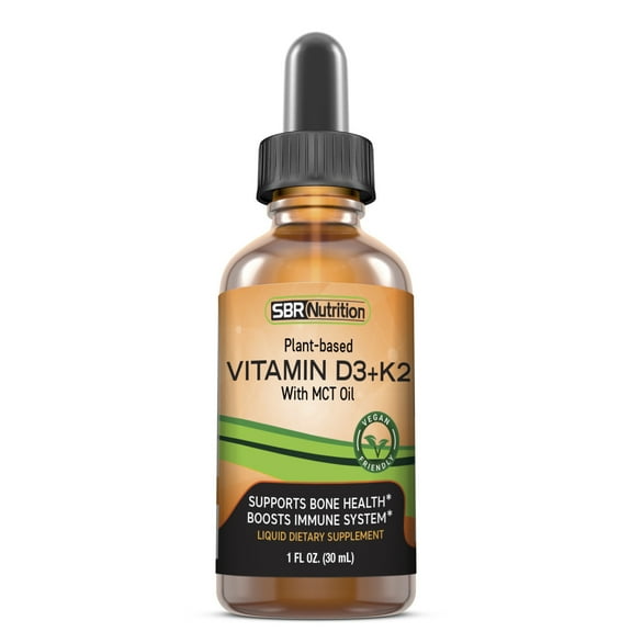 Vegan Vitamin D3 K2 (MK-7) Sublingual Liquid Drops with MCT Oil | Helps Support Strong Bones and Healthy Heart, Boost Immune System