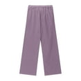 thumbnail image 4 of Ltctricy Girls' Capri Casual Pants Elastic Waist Drawstring Cropped Wide Leg Pants Loose Beach Trousers with Pockets(Purple,13-14 Years), 4 of 6