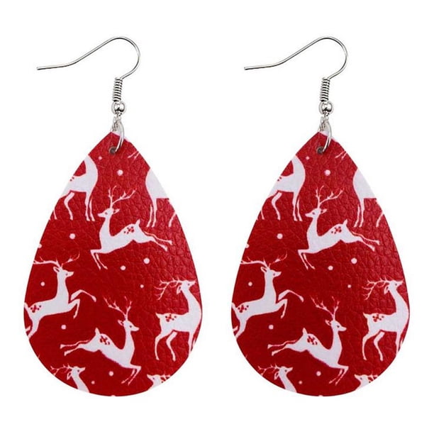 Pendientes para mujer, regalos para mujer, pendientes navideños de piel sintética, pendientes colgantes con forma de lágrima, pendientes de animales.