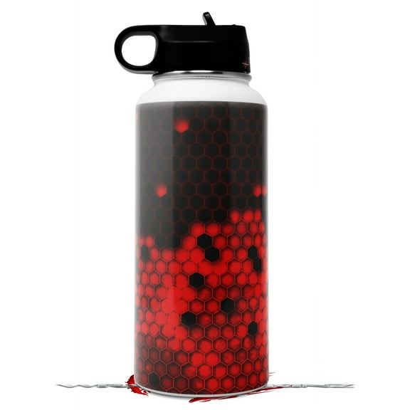 Skin Wrap Decal compatible with Hydro Flask Wide Mouth Bottle 32oz HEX Red (BOTTLE NOT INCLUDED)