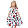 thumbnail image 2 of Baby Girl Dress Kids Toddler Girls Summer Floral Print A Line Flutter Sleeves Stylish Casual Dress Little Girl Dresses White 14 Years-15 Years, 2 of 5