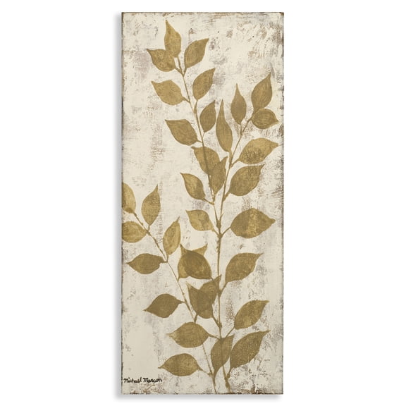 Stupell Industries Glam Natural Leaves Impression Canvas Art, 10 x 24, by Michael Marcon